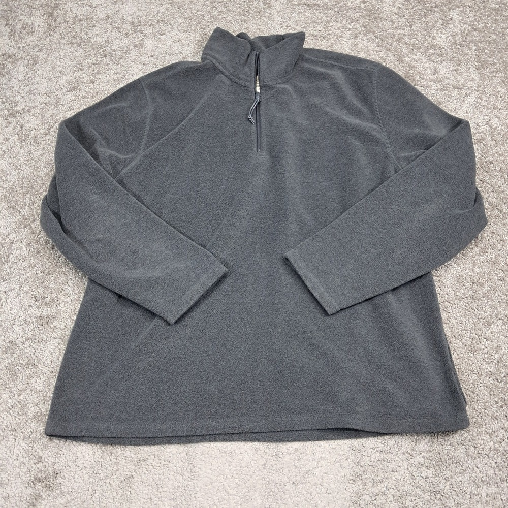 St Johns Bay Mens XL Charcoal Gray Fleece Quarter Zip Pullover Sweater